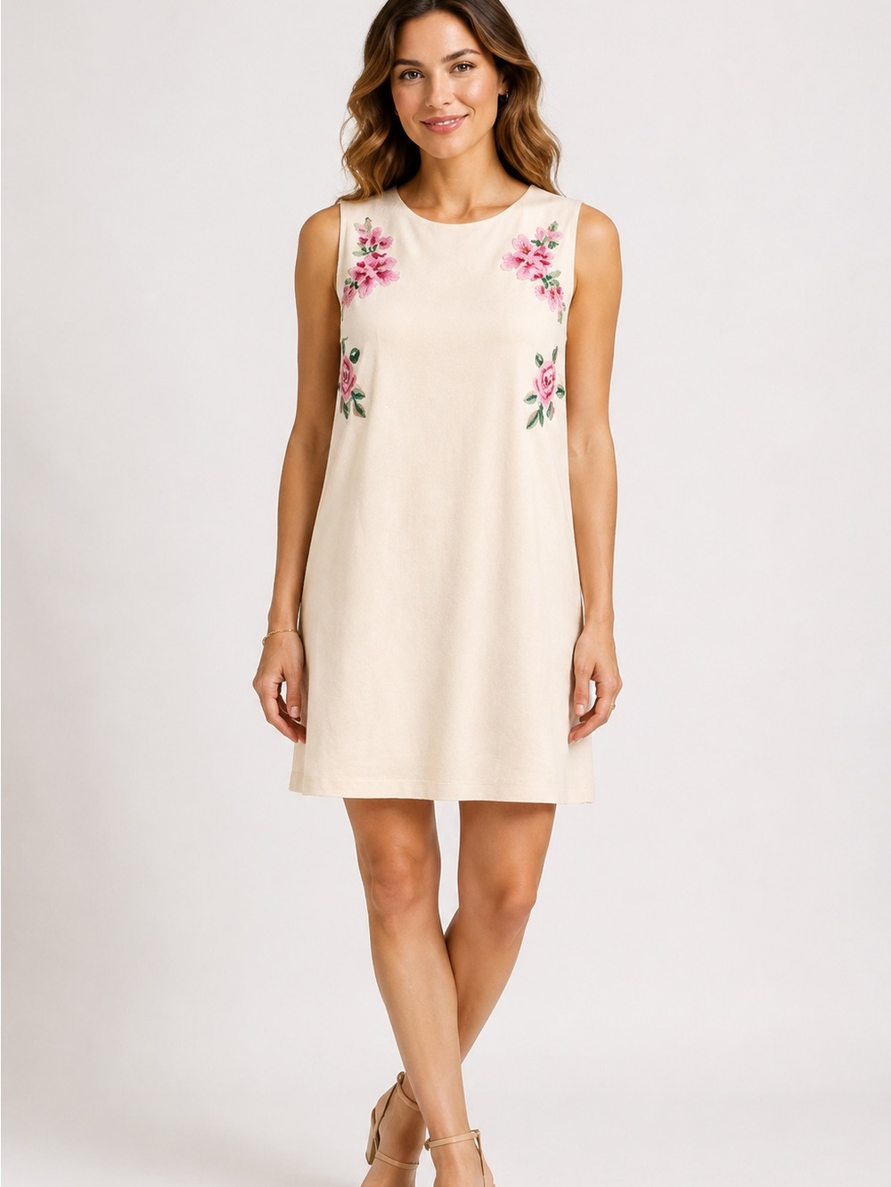 Blush Noir Faux Suede Embroidered Floral Shift Dress Size S Cottagecore Romantic